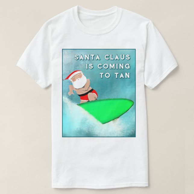 T-shirt Noël Surfant Drôle (Design devant)