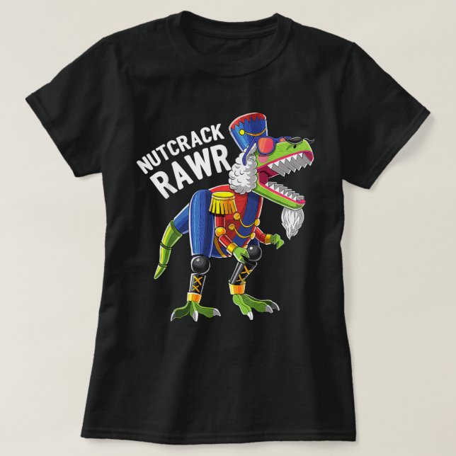 T-shirt Noël T Rex Dinosaure Nutcracker Gif (Design devant)