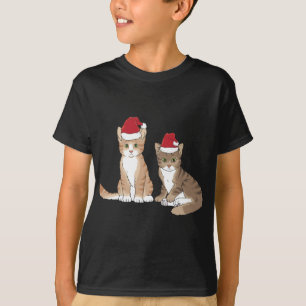 T-shirt Noël Tabby Kitten Rouge Santa Chapeau Meow Mignonn