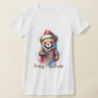 T-shirt Noël Teddy avec le Père Noël Beary Noël