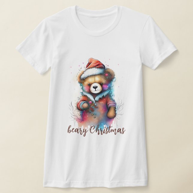 T-shirt Noël Teddy avec le Père Noël Beary Noël (Poser)