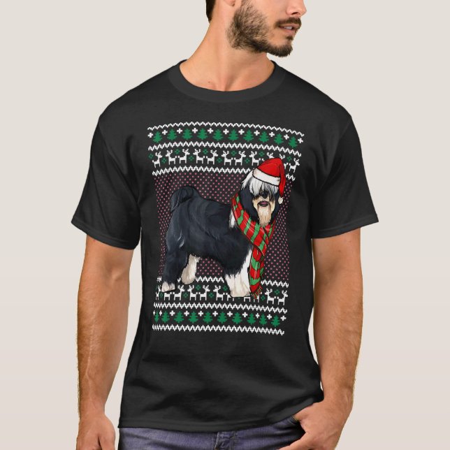 T-shirt Noël Tibétain Terrier Chien Santa Hat Moche Noël (Devant)