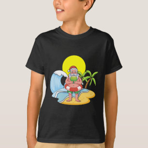 T-shirt Noël tropical à Hawaii plage d'été Père Noël de No