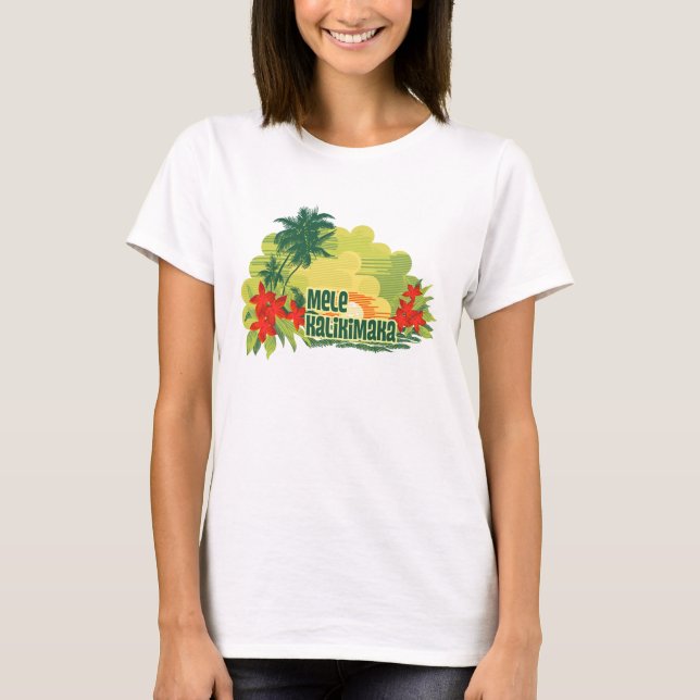 T-shirt Noël tropical de Hawaïen d'île de Mele Kalikimaka (Devant)