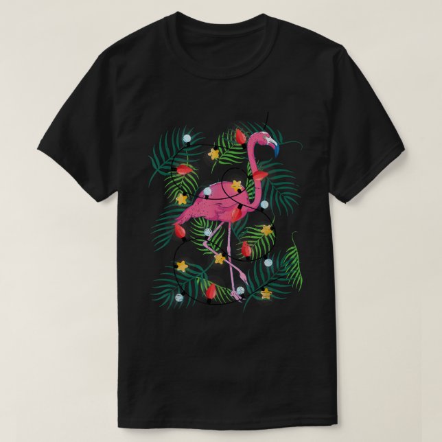 T-shirt Noël tropical de Noël drôle Flamant rose rose Hawa (Design devant)