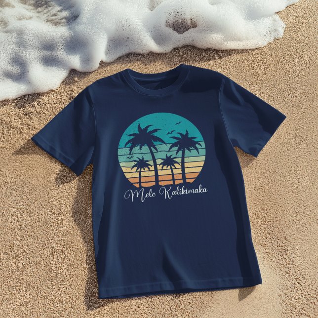 T-shirt Noël tropical du coucher de soleil de Mele Kalikim (Créateur téléchargé)