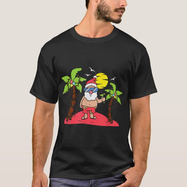 T-shirt Noël tropical Santa Claus Beach Travel Holida (Devant)