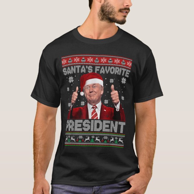 T-shirt Noël Trump Père Noël Le président favori Xmas Ug (Devant)