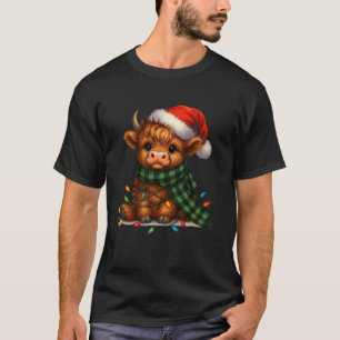 T-shirt Noël Vache Écossaise des Highlands Santa Xmas Ferm