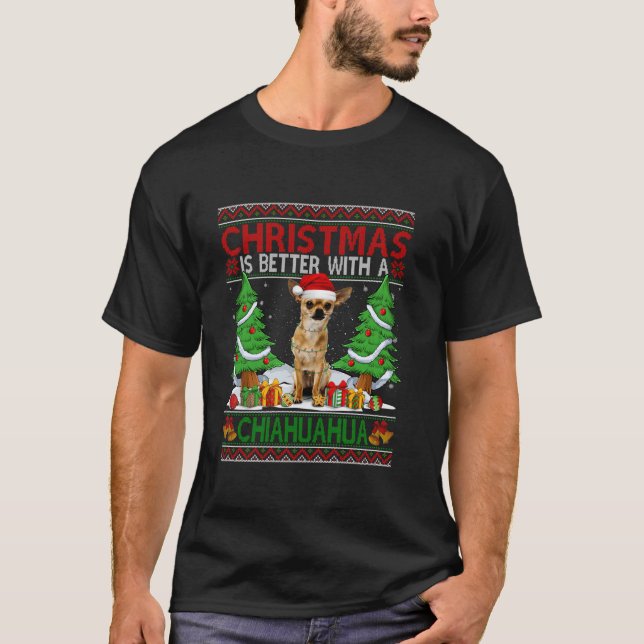 T-shirt Noël Vaut Mieux Avec Un Chiahuhua Vilant Christma (Devant)