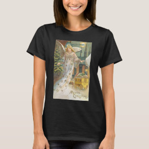 T-shirt Noël vintage, ange victorien avec arbre