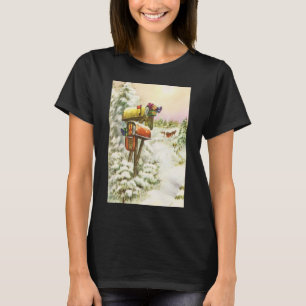 T-shirt Noël vintage, boîtes aux lettres dans un paysage h