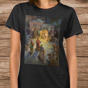 T-shirt Noël vintage de la Nativité avec la visite des Mag