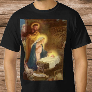 T-shirt Noël vintage de la Nativité, Marie Joseph Enfant J
