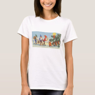 T-shirt Noël vintage, Elfes dans la forêt enneigée d'hiver
