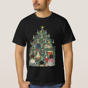 T-shirt Noël vintage Enfants autour d'un arbre décoré