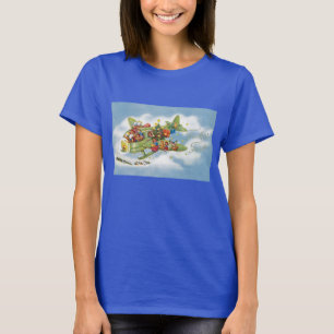 T-shirt Noël vintage, le Père Noël pilotant un avion