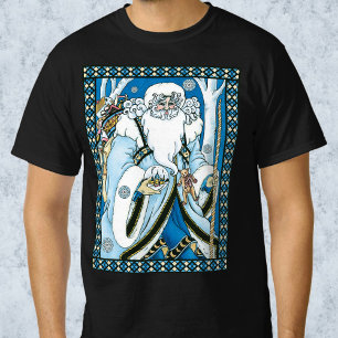 T-shirt Noël vintage, Père Noël bleu avec boule à neige