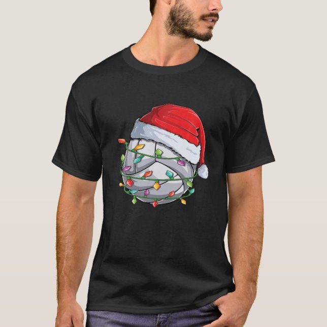 T-shirt Noël Volleyball Santa Hat Funny Noël Pajama B (Devant)