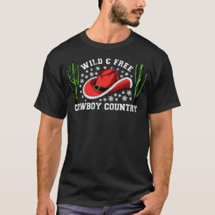 T-shirt Noël Wild and Free Cowboy Country Western Cow