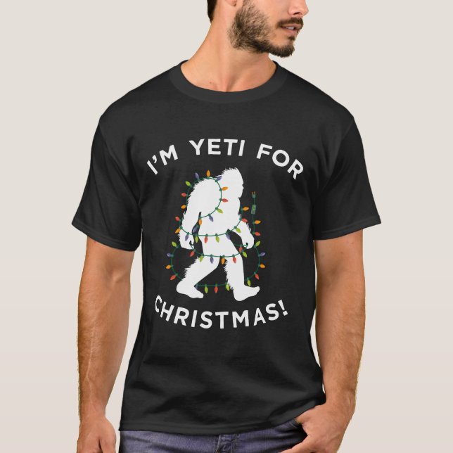 T-shirt Noël Yeti Prêt pour les lumières Vêtements de Noël (Devant)