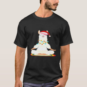 T-shirt Noël yoga lama médite Llama Chapeau de Père Noël P