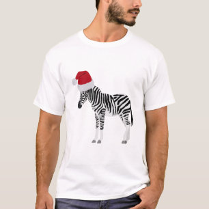 T-shirt Noël Zebra Funny Animal avec Santa Hat