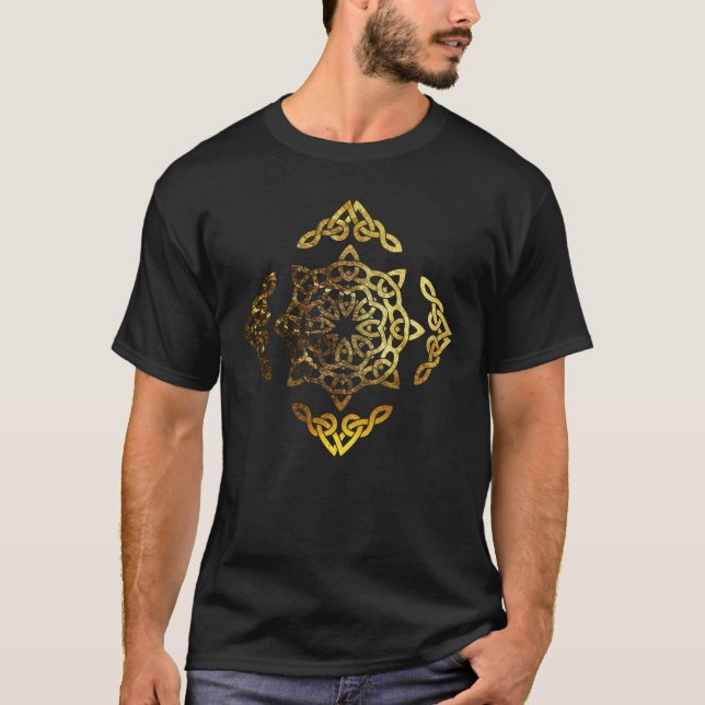 T-shirt Noeud celtique de la feuille d'or (Devant)