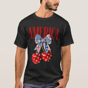 T-shirt Nœud Coquette Amérique Cerise Drapeau Américain 4