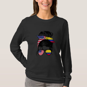 T-shirt Nœud Décoiffé Mi-Américain Mi-Colombien pour Femme
