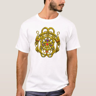 T-SHIRT NOEUDS CELTIQUES D'OR AVEC DRAGONS DOUCES
