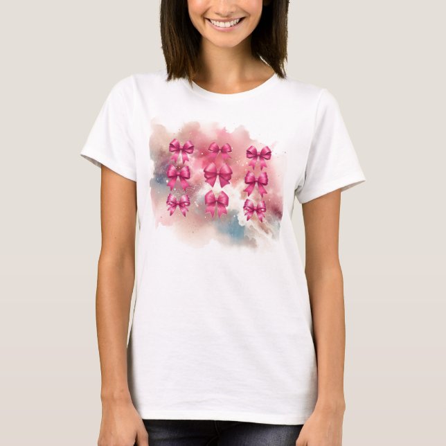 T-shirt Nœuds Coquette Rose Chaud Abstraits  (Devant)