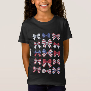 T-Shirt Nœuds Coquettes Américains Rouge Blanc Et Bleu 4 J