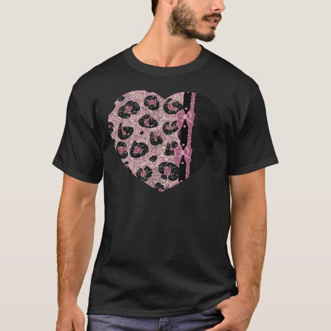 T-shirt Nœuds en ruban imprimé léopard rose rockabilly RAB (Devant)