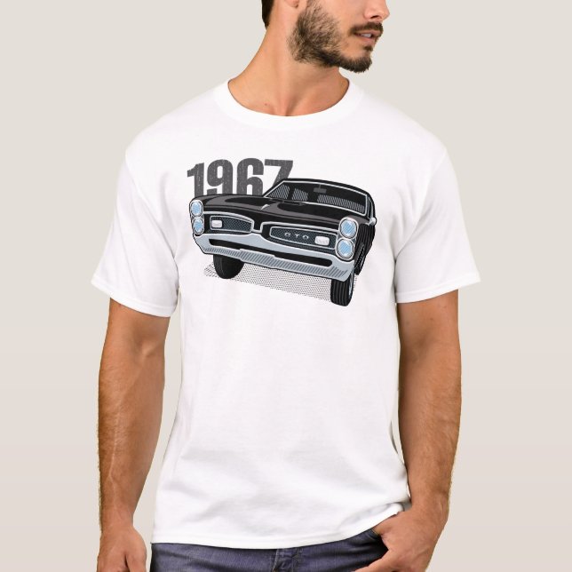 T-shirt Noir 1967 de Pontiac GTO (Devant)