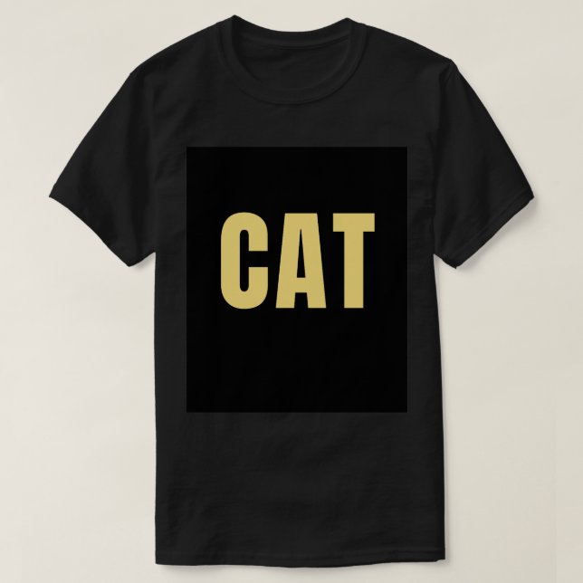 t-shirt noir à demi-manches avec design de chat (Design devant)