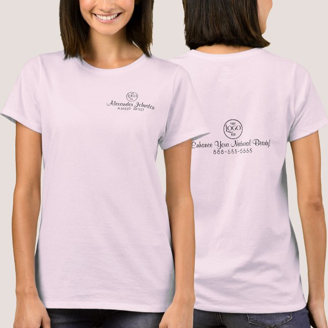 T-Shirt noir à logo d'entreprise avec nom d'employ (lack Script Employee Name Business Logo T-Shirt)
