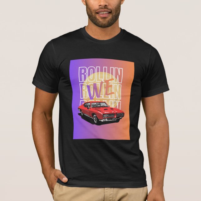 T-shirt noir à manches courtes design Dodge Charge (Devant)
