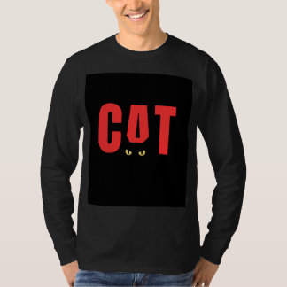 T-shirt noir à manches longues avec design de chat
