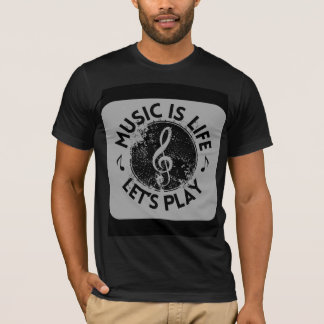 t-shirt noir à manches longues avec motif musical