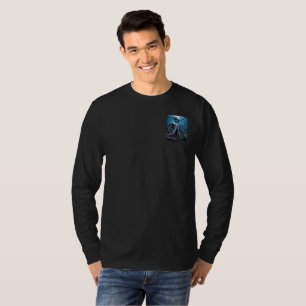 T-shirt noir à manches longues Cyber Octopus avec