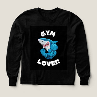 T-shirt noir à manches longues en forme de requin