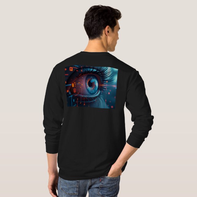 T-shirt noir à manches longues Quantum Eye dos (Dos entier)