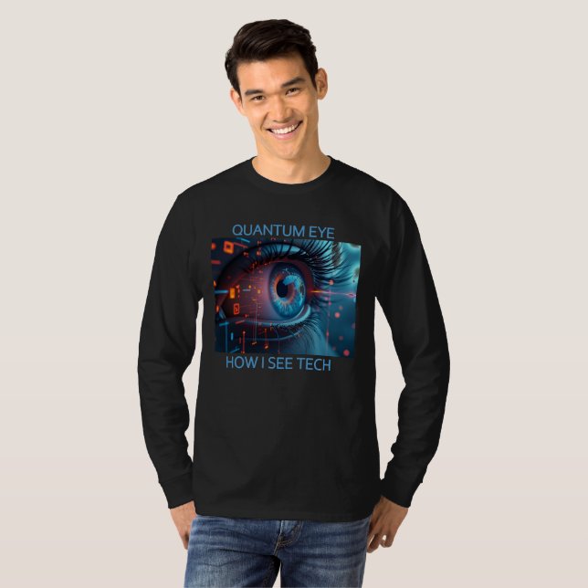T-shirt noir à manches longues tech Quantum Eye (Devant entier)