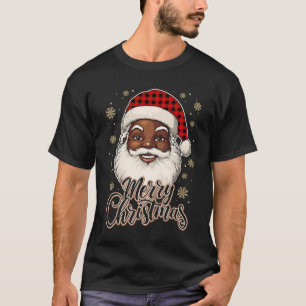 T-shirt Noir Africain-Américain Noël Père Noël Afro