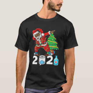 T-shirt Noir Africain Père Noël Américain Avec Le Masqu