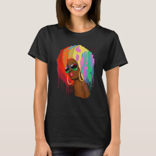 T-shirt Noir Afro Cheveux Noir Femmes BHM Africain América