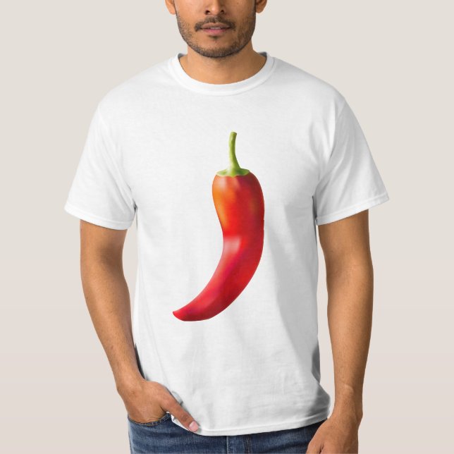 T-shirt noir au piment chaud rouge (Devant)