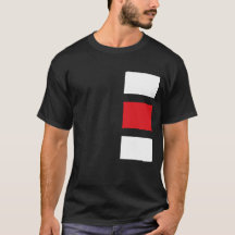 T-shirt noir avec Carré rouge et blanc