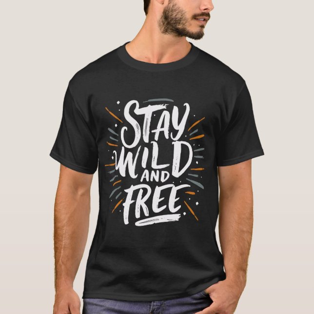T-shirt noir avec citation motivationnelle Restez  (Devant)
